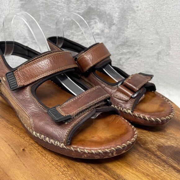 Florsheim Sandals Mens 10 M Brown Leather San Carlos Ankle Strap Open Toe - Picture 3 of 16